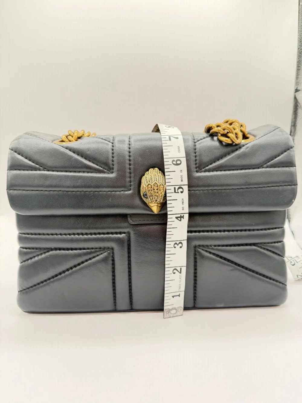 Kurt Geiger Quilted Leather Bag Kensington Quilted Crossbody Gold Chain - Picture 5 of 14